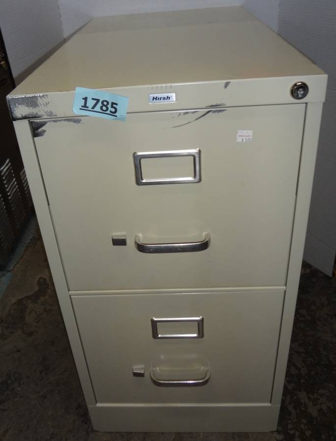 Hirsch Two Drawer File Cabinet Drawers Slide Good File Folders Inside No Key Otherwise Very Good Condition 15 W X 27 D X 28 1 2 H Auction 1bid