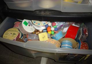 Craft Lot! Rubbermaid Four-Drawer Storage Unit Full Of Craft Materials, Two  Units With Two-Drawers Each, Included Are Macrame Yarn, Every Color Stems,  Ribbon And Misc. The Wheels To The Unit Are Inside