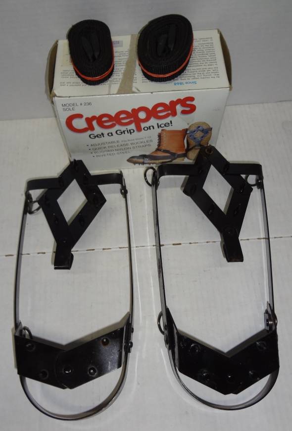 Two Pairs of Ice Creepers, Model #236 and #237, Get A Grip on Ice This  Year, Both in Good Condition, 7 and 12L Auction