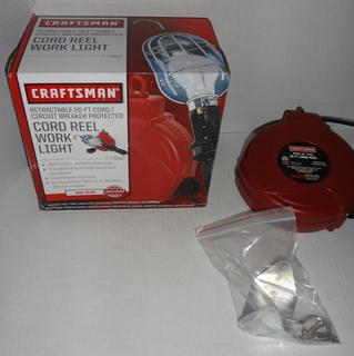 Craftsman Retractable 20' Cord Reel Work Light, New Missing Shield As Is  Auction