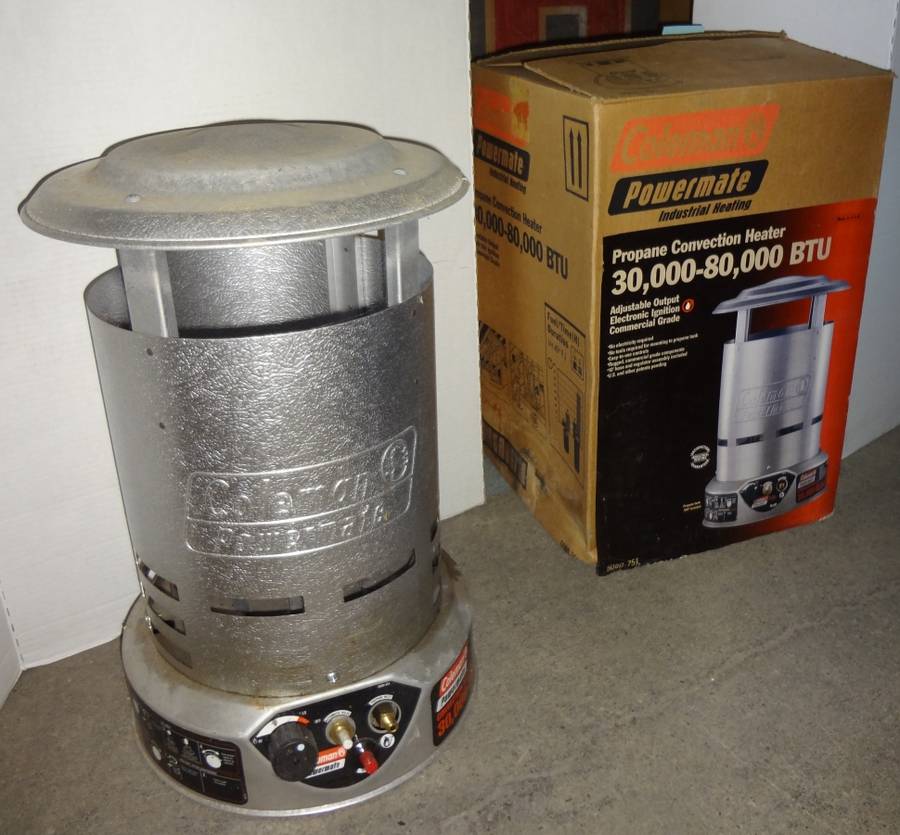 Coleman Powermate Industrial LP Convection Heater, 30,000 to 80,000 BTU,  Very Good Condition, Works Great, 14Diam x 20H Auction | 1BID