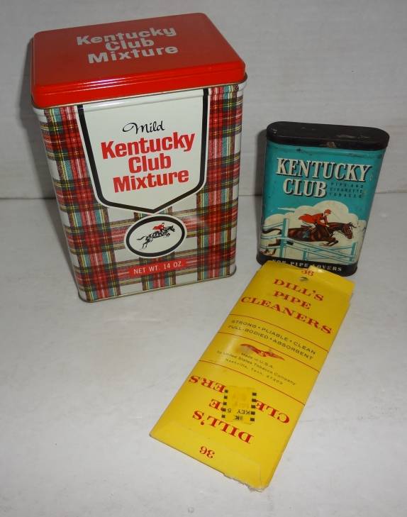 vintage kentucky club tobacco tin Two Vintage Kentucky Club tobacco Tins And Pipe Cleaners, All Are In Good  Condition To Very Good Condition, The Plaid Tin Measures 5