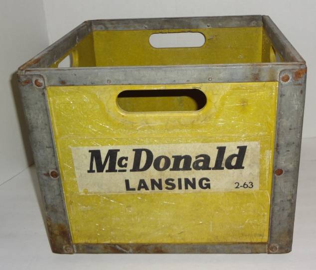 Yellow And Gray Fiberglass, Metal Vintage McDonalds Lansing Milk