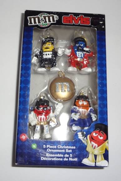 Five M&M's Elvis Christmas Ornaments, Good Condition, 6 3/4