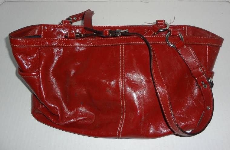 Coach Red Leather Purse, Tag C0973-F13761, Some Scratches Coach Red Leather Purse, Tag C0973-F13761, Some Scratches