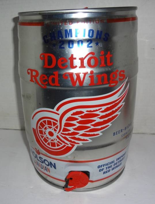 Detroit Red Wings 2002 Stanley Cup Champions Silver Molson Mini-Keg Beer  Can