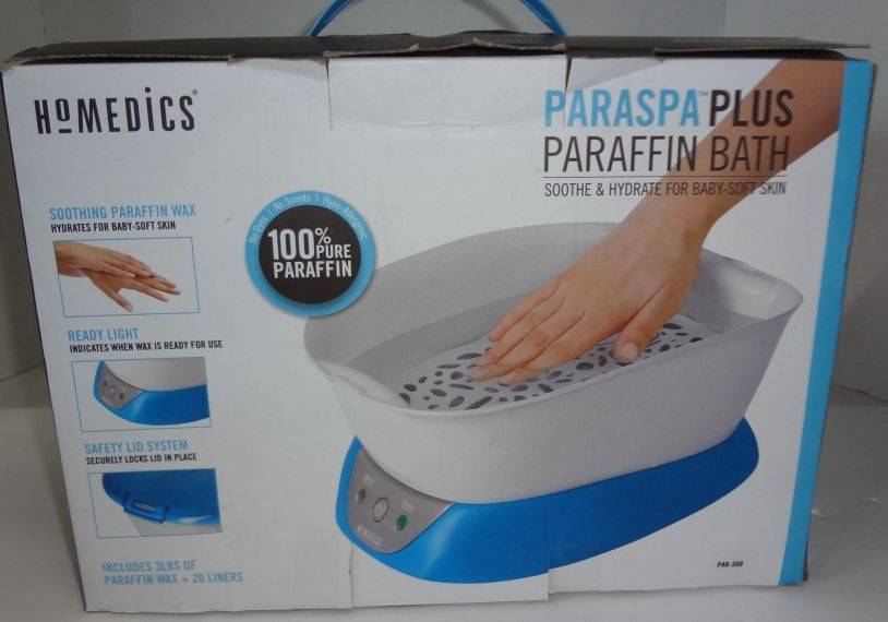 Like New White and Blue Plastic Paraspa Plus/Paraffin Bath, Works Great,  Used Once, One New Brick of Wax in Packages, One Melted Brick in Bowl, Good  Condition, 13W x 6D x 9H