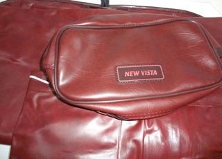 Vintage NEW VISTA luggage LEATHER set of 4 SUITCASES Red
