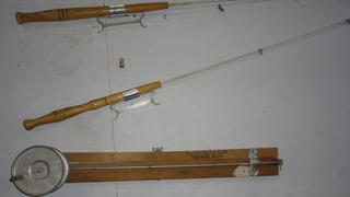 Four Old Fashion Ice Fishing Rods and One Wooden Tip Up, As Is